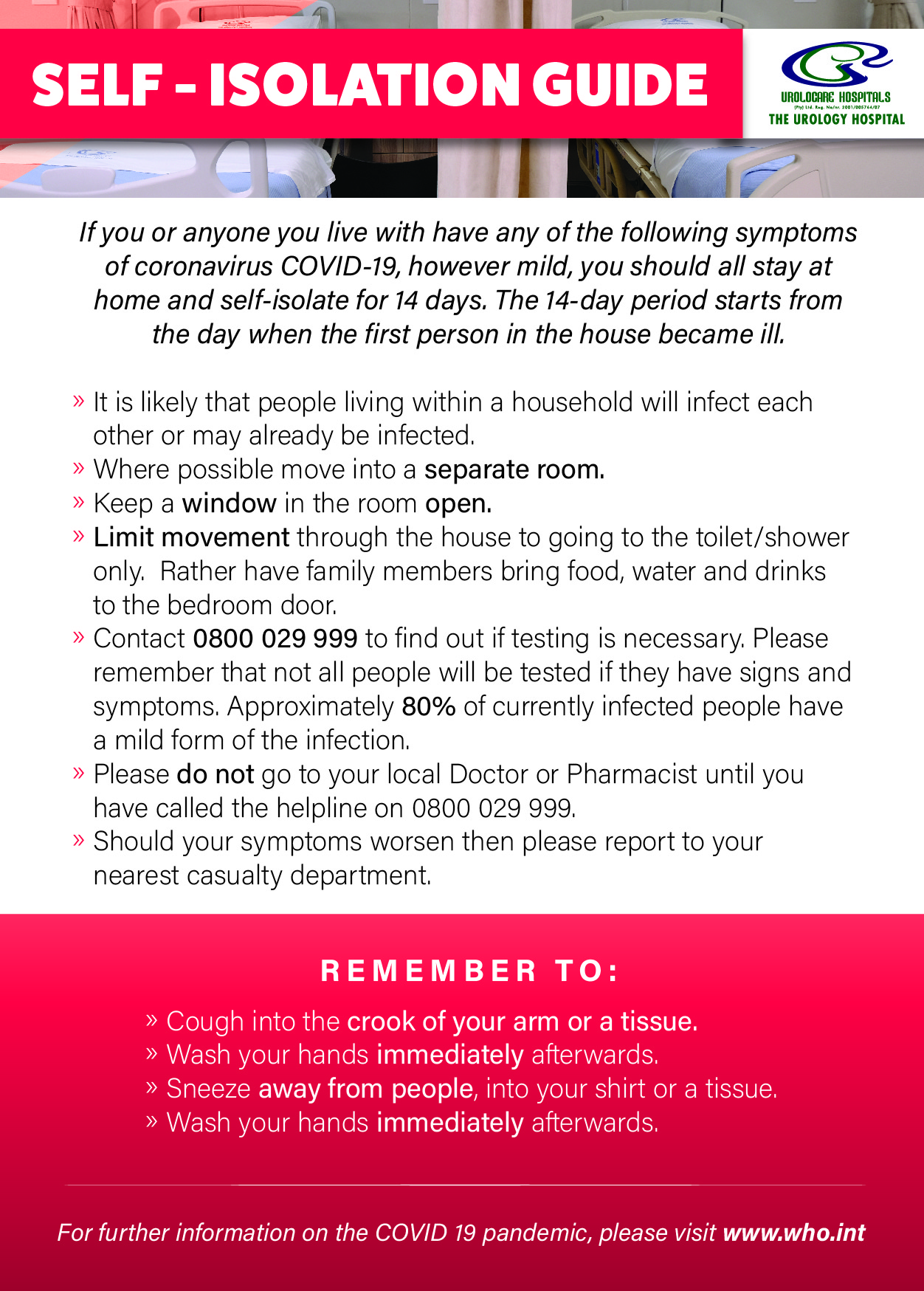 Covid19 SelfIsolation Urology Hospital